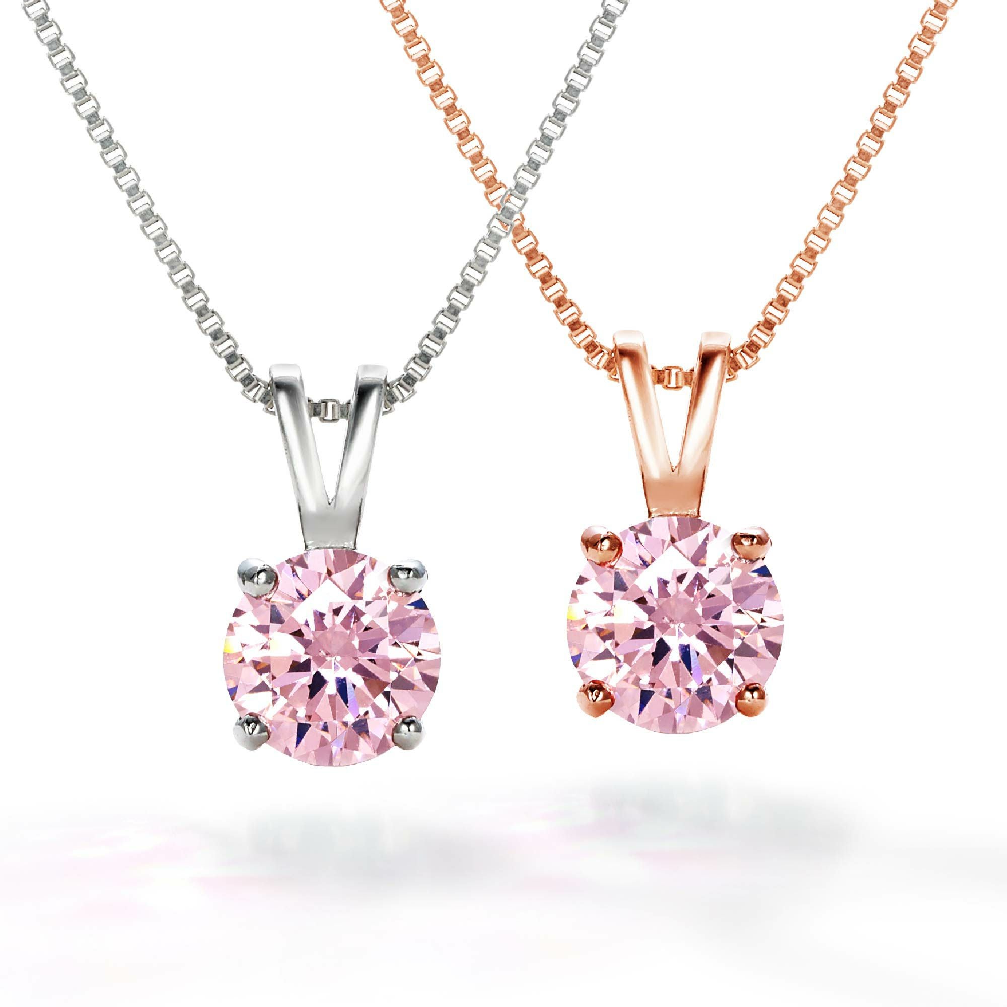 10%OFF】1.25カラット 一粒 ピンク ネックレス シルバー925