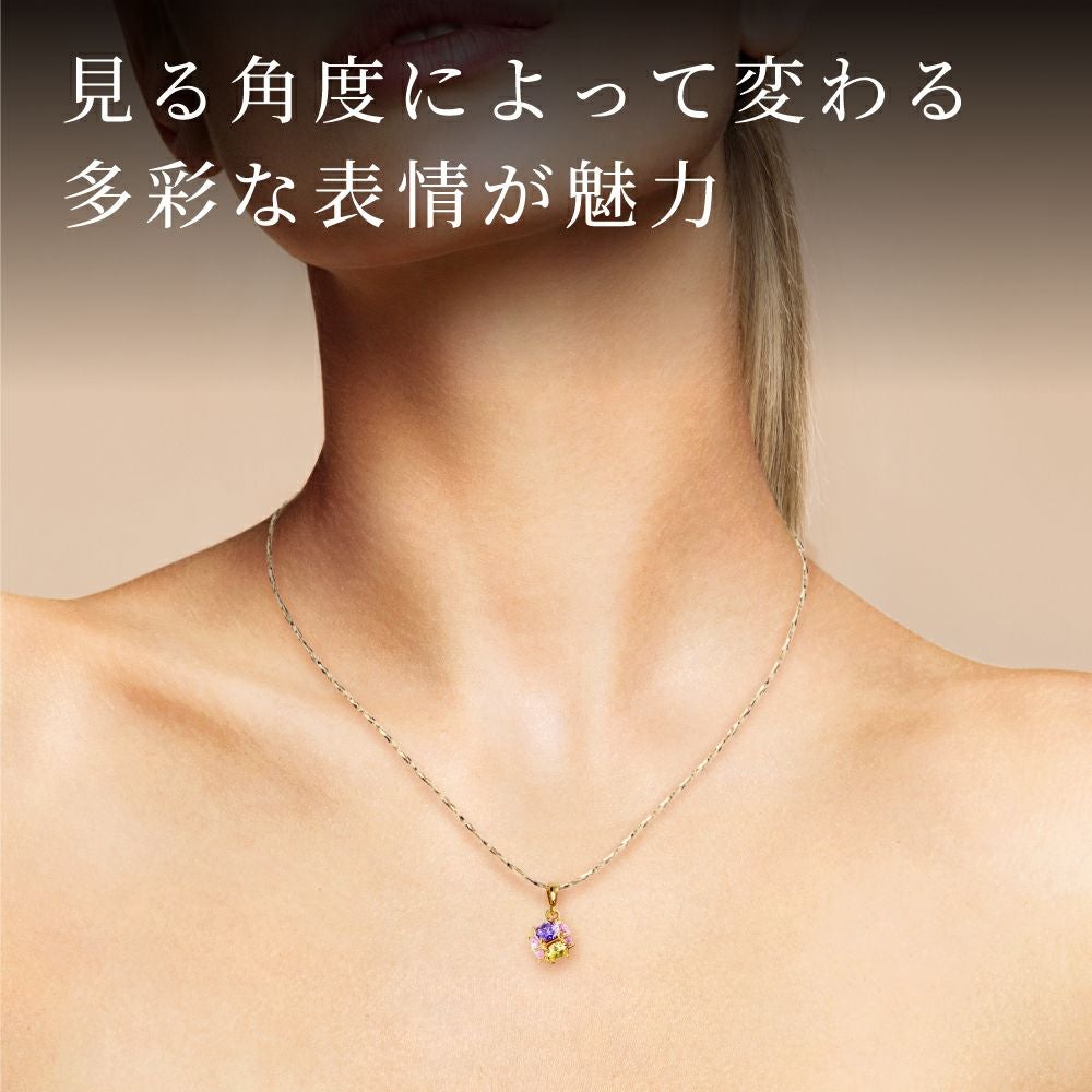 ⭕美品 K18WG ネックレス アミュレット マルチカラー 0.2カラット 